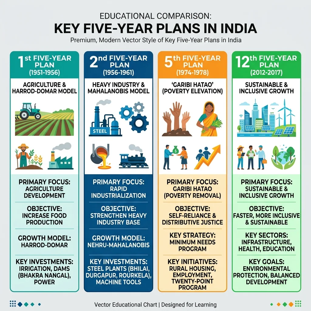 Comparison of Key Five-Year Plans in India
