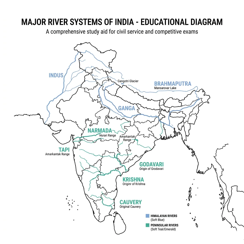 Major Rivers of India Map