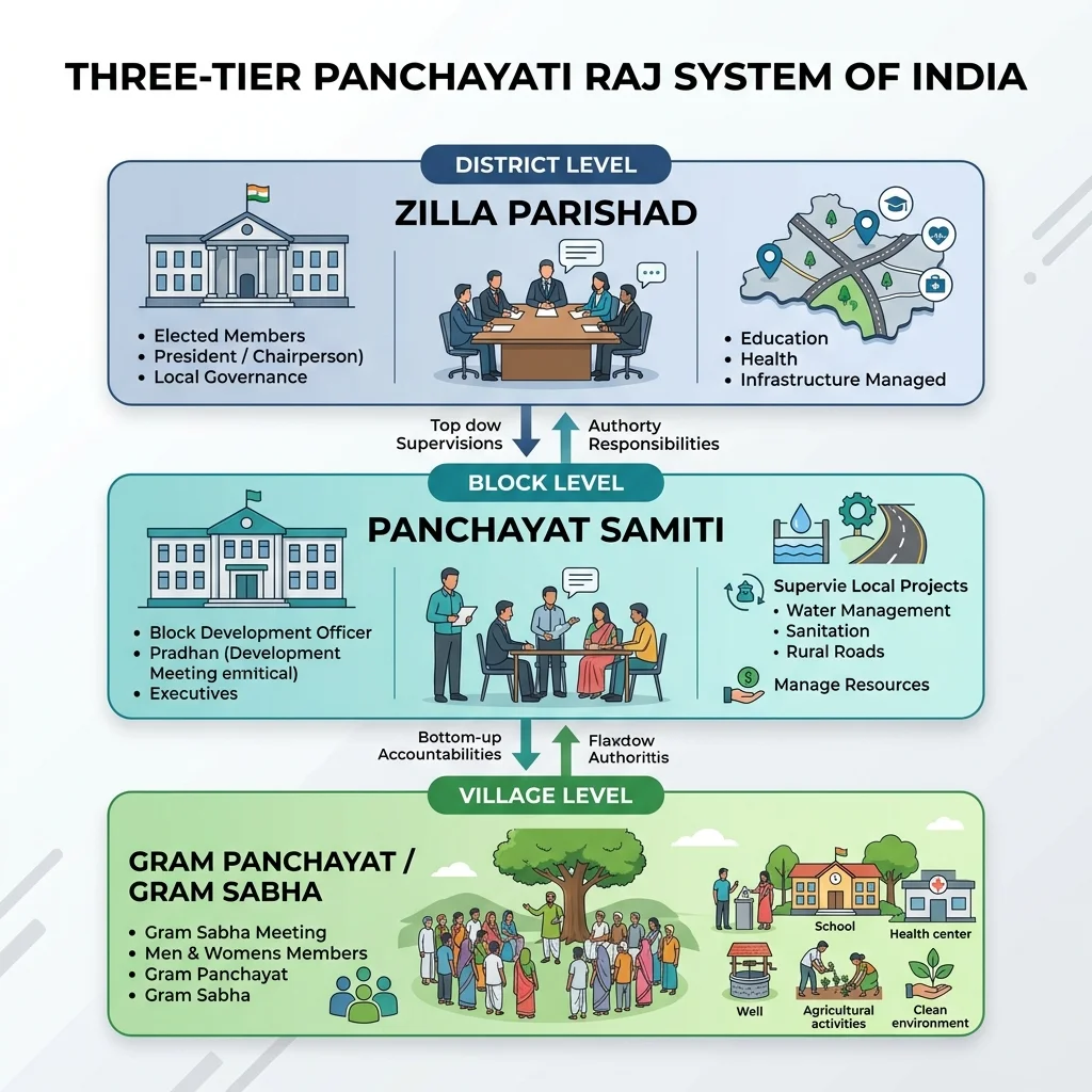 Three-Tier Panchayati Raj System Diagram