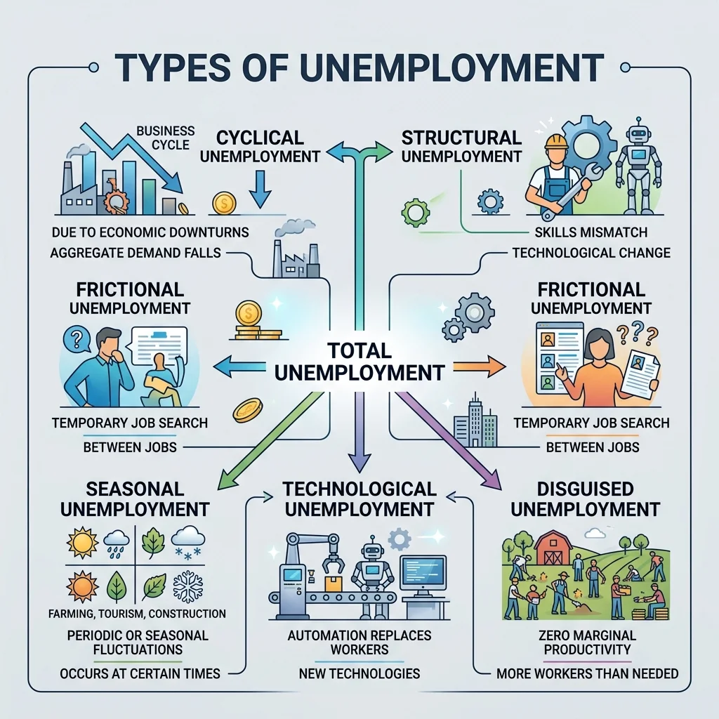 Types of Unemployment classification flowchart